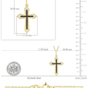 Dazzlingrock Collection 0.10 Carat (ctw) Round Black Diamond Religious (Unisex) Cross Pendant Necklace with 18 inch Gold Chain in 18K Yellow Gold