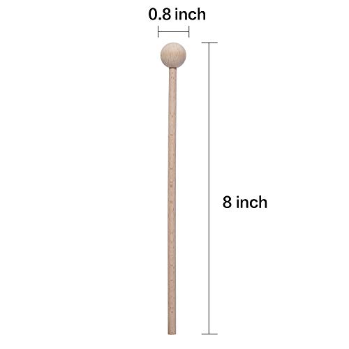 Wood Mallets Percussion Sticks for Xylophone, Chime, Wood Block, Glockenspiel and Bells, 8 Inch Long