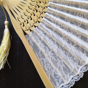 Eastern Wind 8.3" Japanese Chinese fan white lace fan hand fans for women,folding fan handheld for wedding