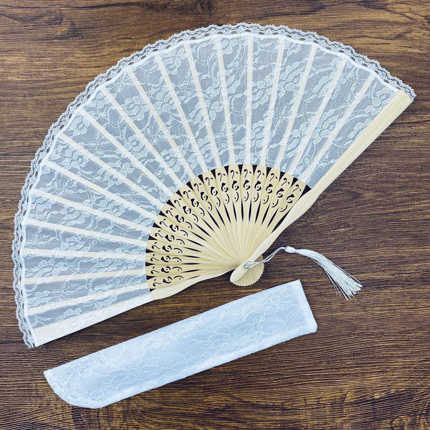 Eastern Wind 8.3" Japanese Chinese fan white lace fan hand fans for women,folding fan handheld for wedding