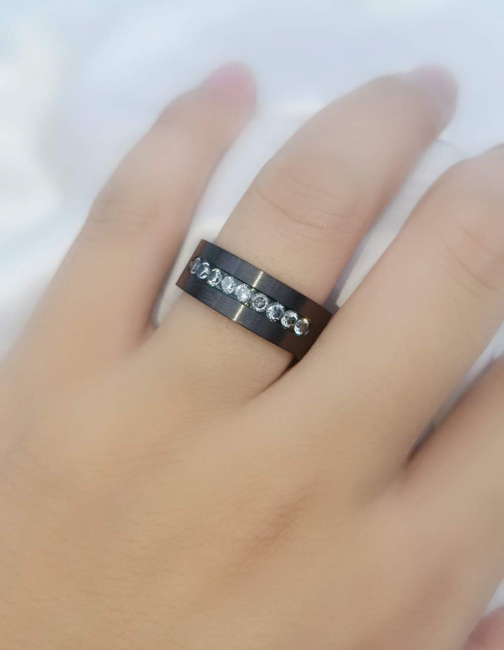 ringheart 2 Rings His Her Wedding Ring Sets for Him and Her Couple Rings Black Matching Ring Women Engagement