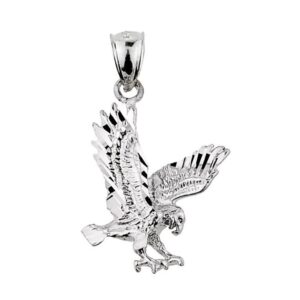 animal kingdom textured sterling silver landing eagle charm pendant