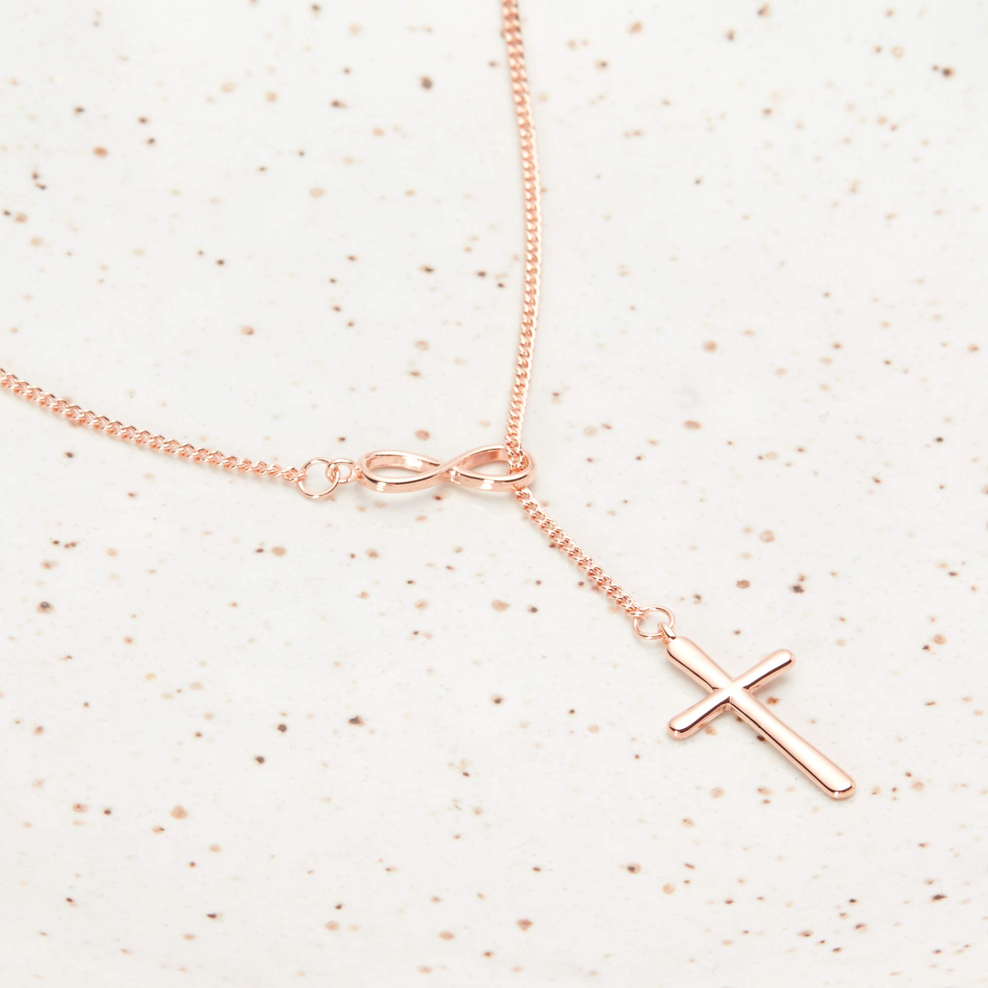 Dear Ava Infinity Cross Necklace For Women - Modern Jewelry Pendant Love - Retirement Farewell gifts for Teacher Coworker Colleague Office Friend Boss Rose Gold