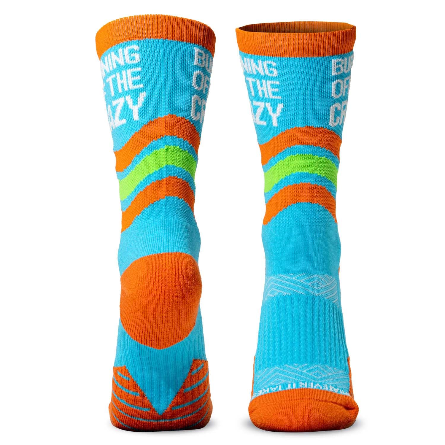 Gone For a Run Inspirational Athletic Running Socks | Mid-Calf | Burn Off The Crazy | Light Blue