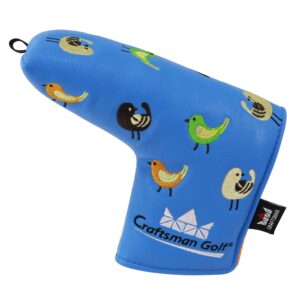 Craftsman Golf Birdie Birds Blue Blade Putter Cover Headcover for Odyssey Scotty Cameron (Blade Putter Cover)