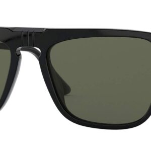 Persol PO3225S Rectangular Sunglasses, Black/Green, 56 mm