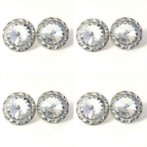 4 Pairs 17mm Round Shaped Acrylic Stone Crystal Post Earring Studs Jewelry Gift for Women Bridal Wedding Casual Stage Everyday Wear Jewelry Clear