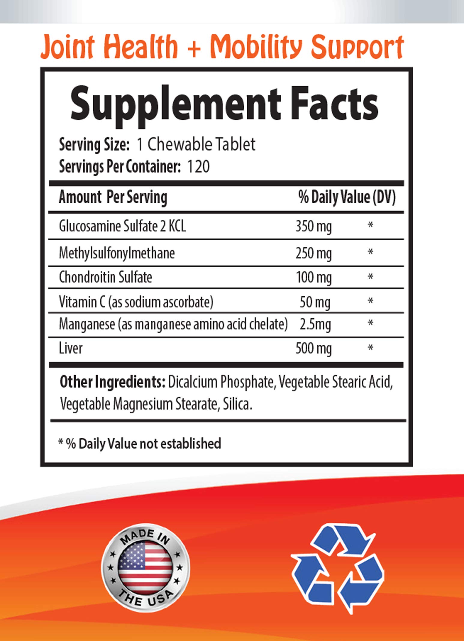 My Lucky Pets Dog Hip and Joint Complex - Vet Approved - Powerful Formula - Immune Support - Increase Joint Mobility - Dog glucosamine and condroidin Supplement - 1 Bottle (120 Tablets)