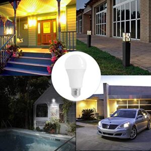 Motion Sensor Light Bulbs,7W (60-Watt Equivalent) E26 Motion Activated Dusk to Dawn Security Light Bulb Outdoor/Indoor for Front Door Porch Garage Basement Hallway Closet(Cold White 2 Pack)