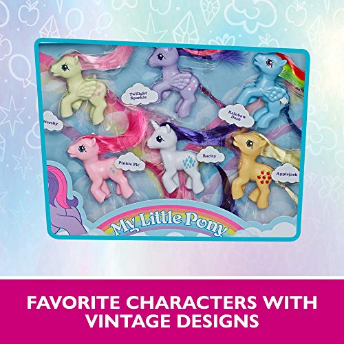 My Little Pony Retro Rainbow Mane 6-80s-Inspired Collectable Figures with Retro Styling; 6 3-Inch Toys (Amazon Exclusive)