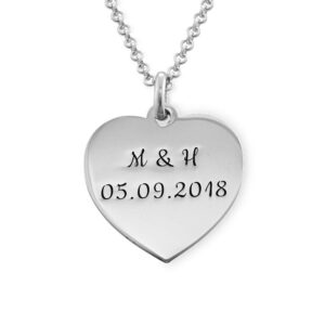 MYKA Personalized Engraved Heart Necklace - Precious Metal Silver 925 Custom Gift Pendant-Valentine's Day Love Jewelry for Her (Sterling Silver 925)