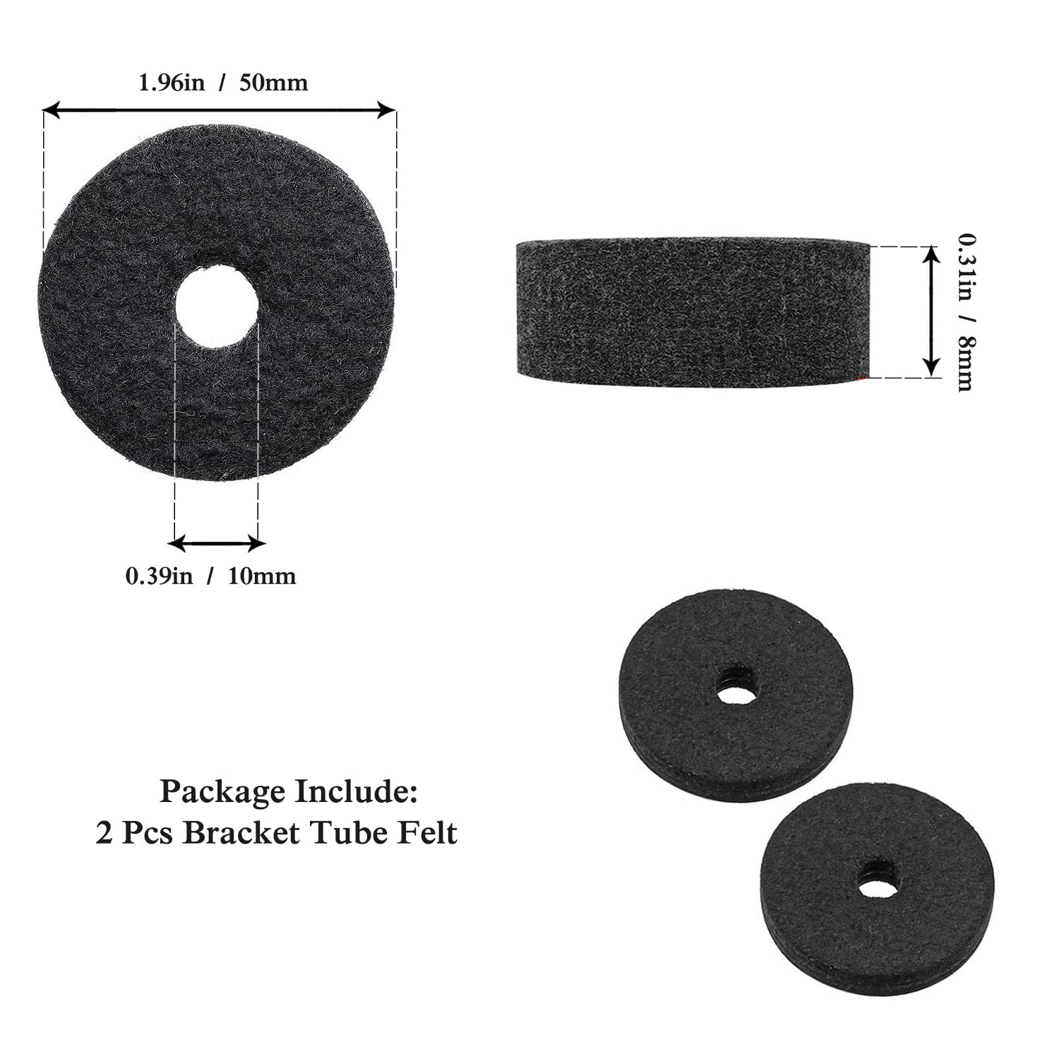 23 Pieces Cymbal Replacement Accessories Cymbal Felts Hi-Hat Clutch Felt Hi Hat Cup Felt Cymbal Sleeves with Base Wing Nuts Cymbal Washer and Drum Keys for Drum Set (Black)