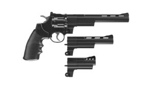 crosman cr44ttkt triple threat co2-powered semi-auto dual ammo air revolver