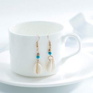 Olbye Cowrie Shell Earrings Turquoise Gold Earrings for Women Boho Earring Body Jewelry