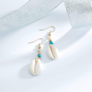 Olbye Cowrie Shell Earrings Turquoise Gold Earrings for Women Boho Earring Body Jewelry