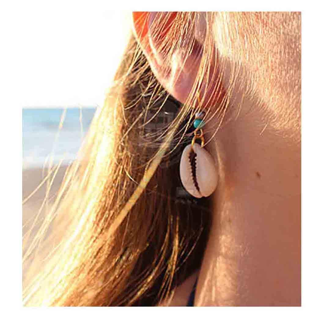 Olbye Cowrie Shell Earrings Turquoise Gold Earrings for Women Boho Earring Body Jewelry