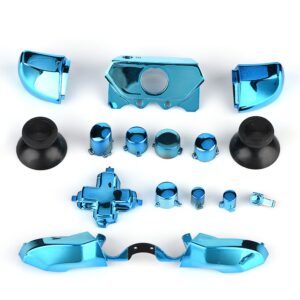 Trigger Button Set Case Cover, Non toxic Thumbsticks Full Buttons Kit, Replacement for One 3.5mm Jack Controller(Blue)