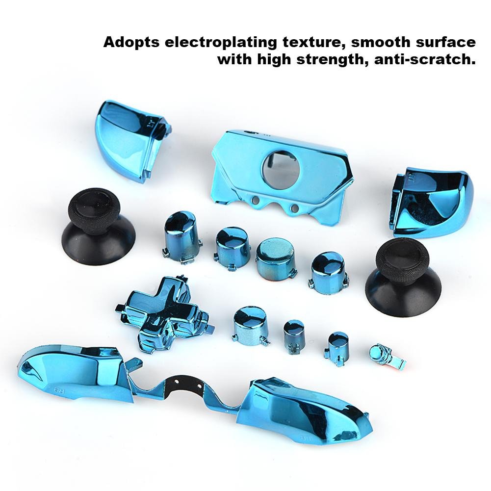 Trigger Button Set Case Cover, Non toxic Thumbsticks Full Buttons Kit, Replacement for One 3.5mm Jack Controller(Blue)