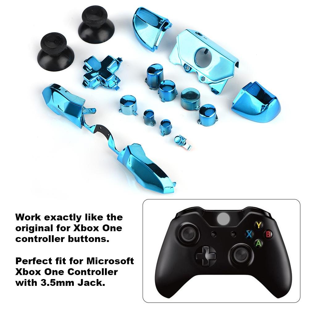 Trigger Button Set Case Cover, Non toxic Thumbsticks Full Buttons Kit, Replacement for One 3.5mm Jack Controller(Blue)