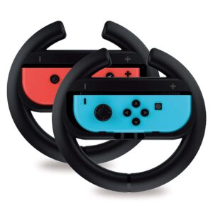 TALK WORKS Nintendo Switch Racing Wheel Controllers - Grips for Joy-Con - Driving Grip Accessory with Comfortable Design for Smooth Gaming - Compatible with Switch OLED - Black, 2 Pack