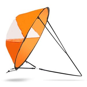 VGEBY1 Wind Sail, PVC Foldable Board Wind Sail Wind Paddle with Transparent Window for Kayak Canoes Inflatables Boats (Orange)