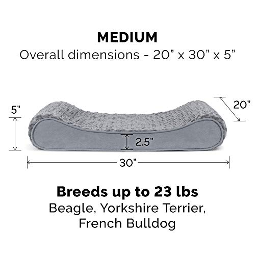 Furhaven Memory Foam Dog Bed for Medium/Small Dogs w/ Removable Washable Cover, For Dogs Up to 23 lbs - Ultra Plush Faux Fur & Suede Luxe Lounger Contour Mattress - Gray, Medium