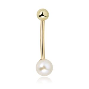 avora 10k yellow gold freshwater pearl belly button ring body jewelry (14 gauge) - size 0