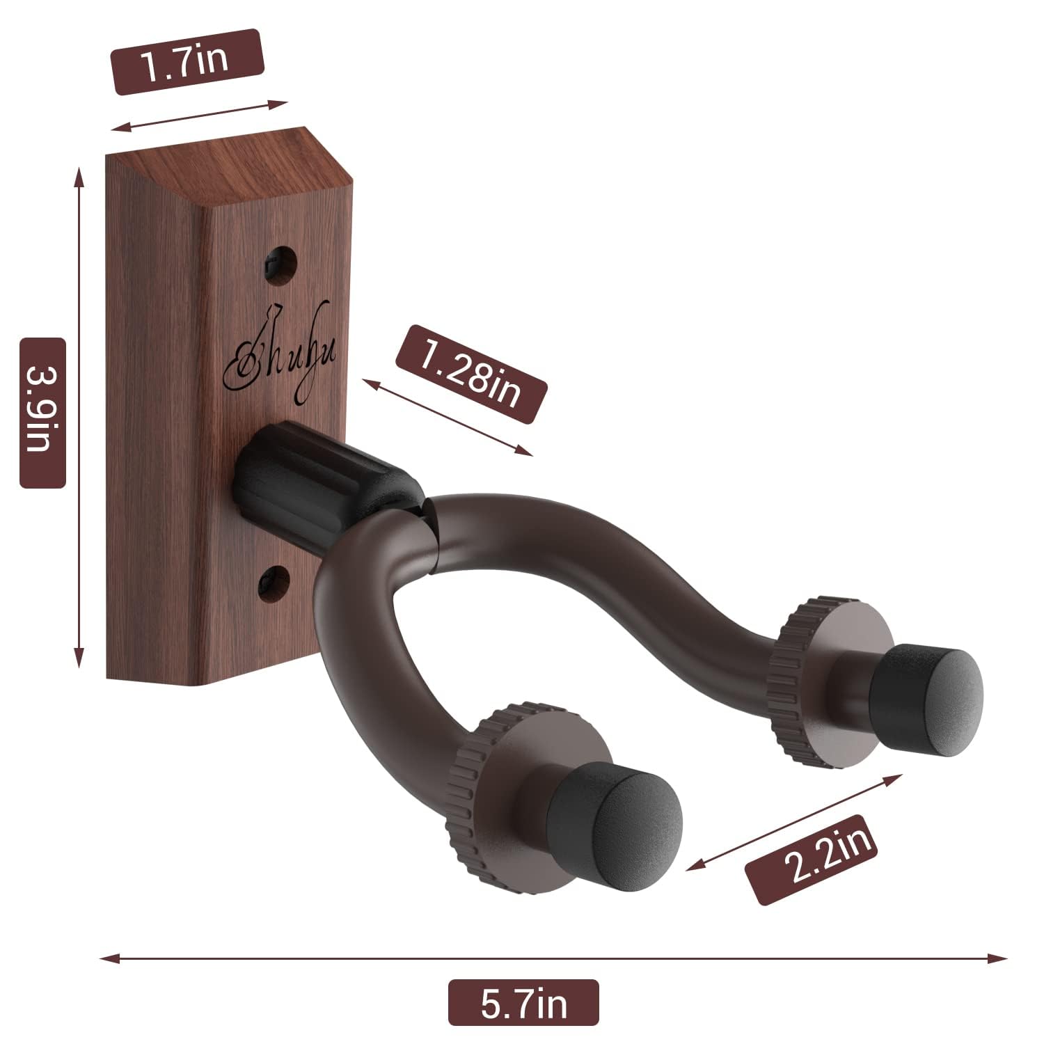 Ohuhu Guitar Wall Mount Hanger Walnut 2-Pack, Guitar Hanger Wall Hook Holder Stand for Bass Electric Acoustic Guitar Ukulele