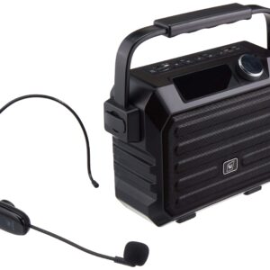 Portable Mini Bluetooth PA System with Wireless Headset Microphone 30W Personal Pa Speaker Rechargeable Voice Amplifier Supports Echo/FM Radio/AUX-in Mode/USB Input/TF Card