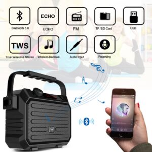 Portable Mini Bluetooth PA System with Wireless Headset Microphone 30W Personal Pa Speaker Rechargeable Voice Amplifier Supports Echo/FM Radio/AUX-in Mode/USB Input/TF Card