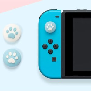 GeekShare 4PCS Silicone Cat Paw JoyCon Thumb Grip Set Joystick Caps Compatible with Switch/OLED/Switch Lite (Pink Blue)