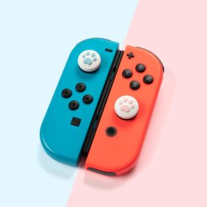 GeekShare 4PCS Silicone Cat Paw JoyCon Thumb Grip Set Joystick Caps Compatible with Switch/OLED/Switch Lite (Pink Blue)