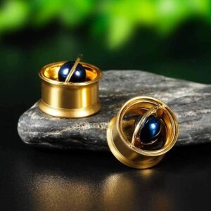 TBOSEN 2Pcs/Pairs Planet Stainless Steel Ear Gauges 0g - 5/8" Stretching Expander Gauges Piercing Screw Fit Tunnel Plug