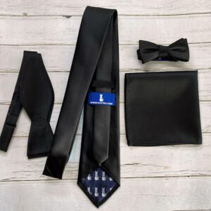 KissTies 63'' XL Black Tie Solid Satin Ties Extra Long Necktie For Big Tall Men