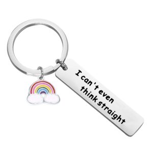 zuo bao gay pride gift lgbt jewelry funny gay keychain i can't even think straight keychain with rainbow charm lesbian gift (i can't even think straight keychain)