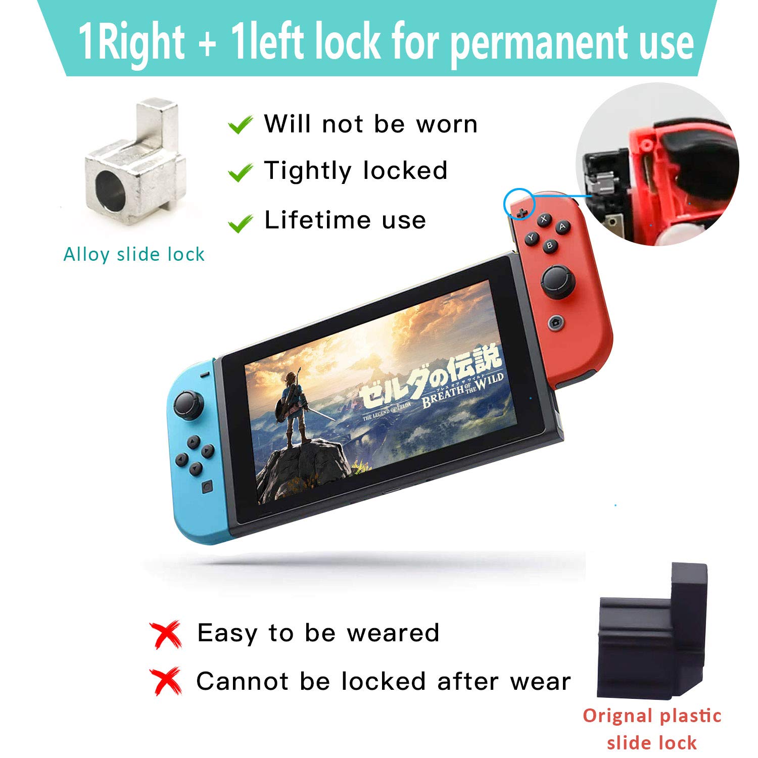 Joycon Joystick Replacement 2 Pack for Fix Drift Nintendo Switch Joy-Con Controller & Switch Lite Joystick Replacement Left/Right Analog Thumb Stick, Metal Latch, Include Y1.5