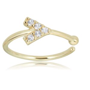 AVORA 14K Yellow Gold Simulated Diamond CZ Arrow Nose Ring Body Jewelry (20 Gauge)