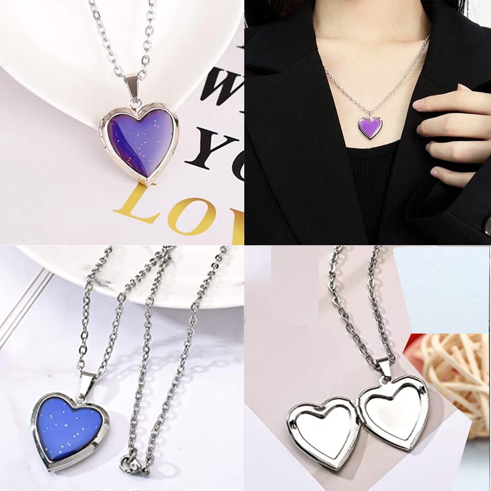 Mood Necklace Love Heart Change Color Emotional Feeling Adjustable Size Mood Rings 3pcs (3 pcs)