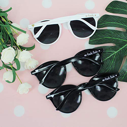 LADY&HOME Bachelorette Party Cat Eye Sunglasses Bridesmaid Sunglasses Bridal Shower Supplies 10pcs Round Weddings Sunglasses (Black)