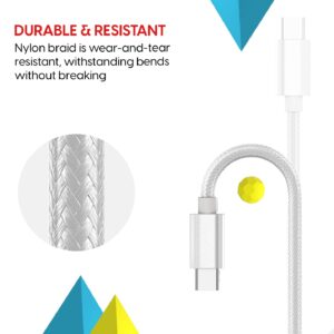 TALK WORKS Nintendo Switch Charger USB C Braided Nylon Cable Accessory - Extra Long 6' Flexible Charging Cord For Switch Lite / OLED (Silver)