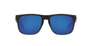 costa del mar mens spearo square sunglasses, blackout/blue mirrored polarized-580p, 56 mm