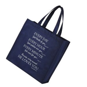 Christian Brands God Loves You Blessing Tote Bag, Blue, Large