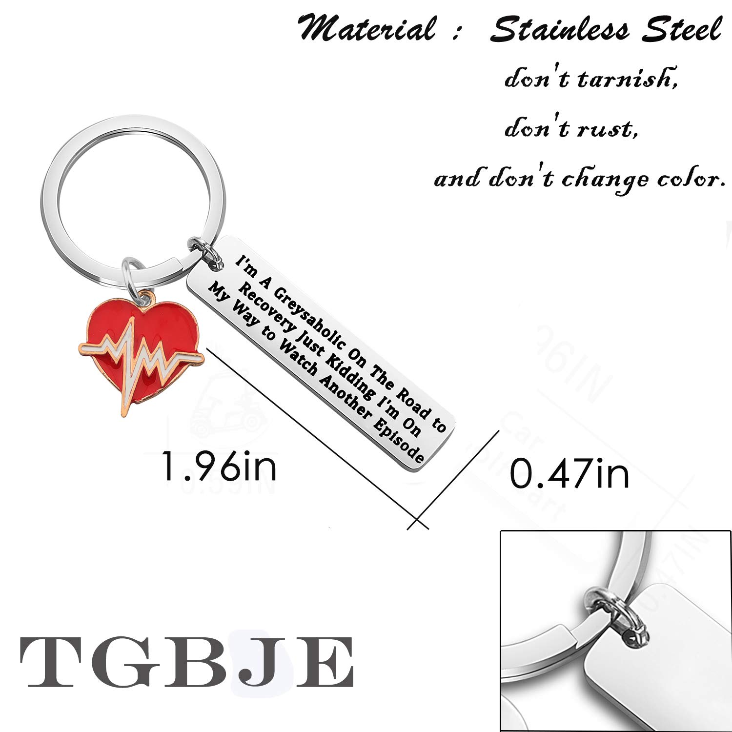 TGBJE I’m A Greysaholic On The Road To Recovery Keychain TV Show inspired Gift For Fans (Greysaholic keychain)