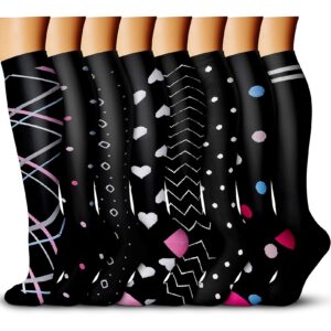 withyou compression socks (8 pairs), 15-20 mmhg is best athletic for men & women, running, flight, travel, pregnant - boost performance, blood circulation & recovery (8 assorted 7, l/xl)