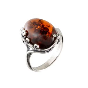 holidaygiftshops sterling silver and baltic cherry amber adult ring dana- size 7.5