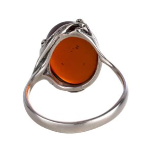 HolidayGiftShops Sterling Silver and Baltic Cherry Amber Adult Ring Dana- Size 7.5