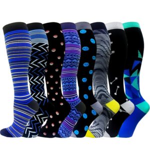 aoliks blue compression socks for women & men,knee high socks for sports flying baseball