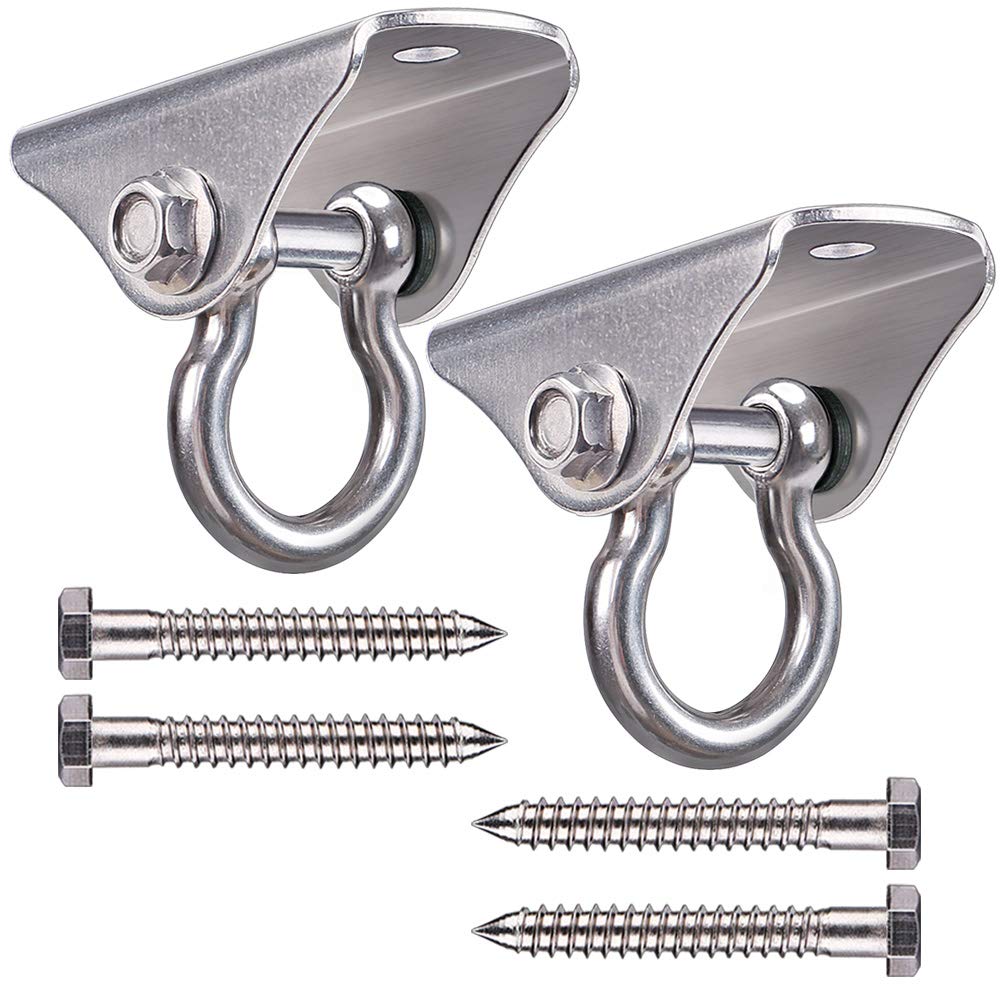 SELEWARE Heavy Duty Swing Hangers Stainless Steel Swing Hooks Ceiling Mount Swing Hardware for Porch Swing Set Hammock Chair Heavy Bag Yoga Silk 2 Pack