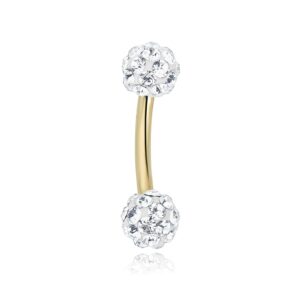 avora 10k yellow gold swarovski elements crystal curved barbell eyebrow body jewelry -016 gauge