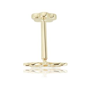 AVORA 14K Yellow Gold Lotus Flower Cartilage Piercing Flat Back Earring Body Jewelry (18 Gauge)